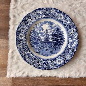 Staffordshire Ironstone Liberty Blue Independence Hall Dinner Plate 9.5"